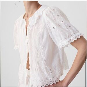 NWT Gap x Doen Cropped Eyelet Shirt, Sz M